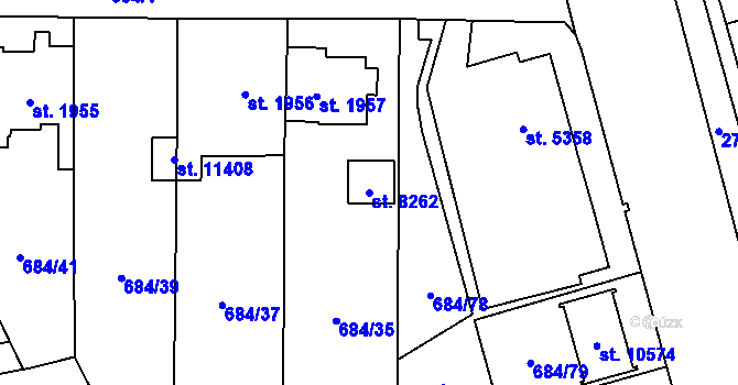 Parcela st. 8262 v KÚ Pardubice, Katastrální mapa