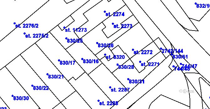 Parcela st. 8320 v KÚ Pardubice, Katastrální mapa