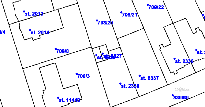 Parcela st. 8327 v KÚ Pardubice, Katastrální mapa