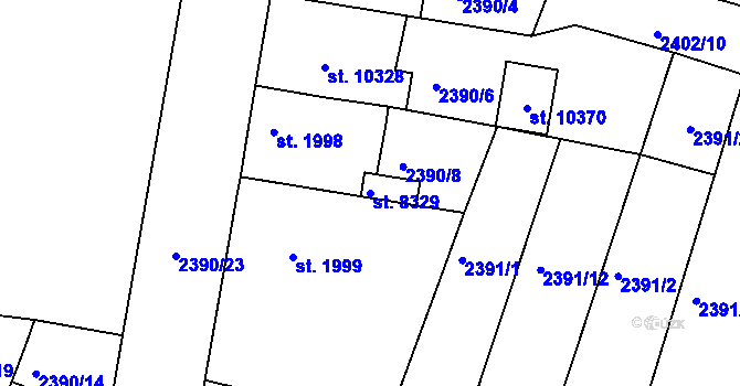 Parcela st. 8329 v KÚ Pardubice, Katastrální mapa