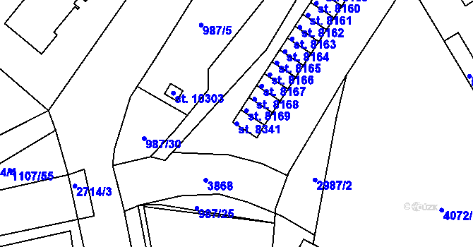 Parcela st. 8341 v KÚ Pardubice, Katastrální mapa