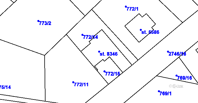 Parcela st. 8346 v KÚ Pardubice, Katastrální mapa