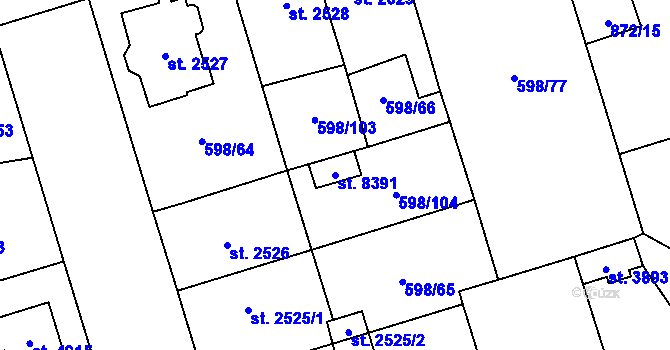 Parcela st. 8391 v KÚ Pardubice, Katastrální mapa