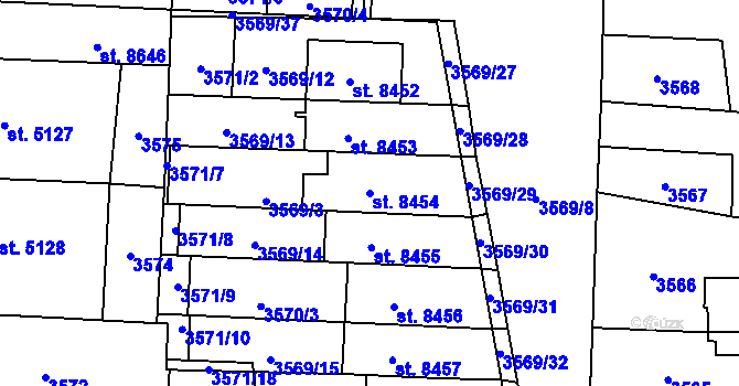 Parcela st. 8454 v KÚ Pardubice, Katastrální mapa