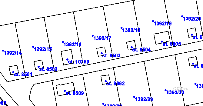 Parcela st. 8503 v KÚ Pardubice, Katastrální mapa