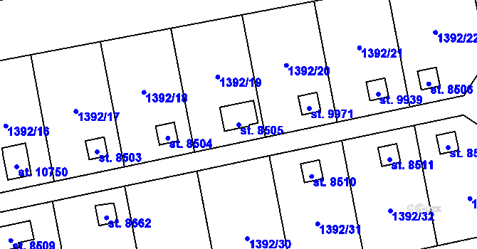 Parcela st. 8505 v KÚ Pardubice, Katastrální mapa