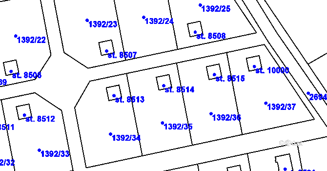 Parcela st. 8514 v KÚ Pardubice, Katastrální mapa