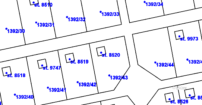 Parcela st. 8520 v KÚ Pardubice, Katastrální mapa