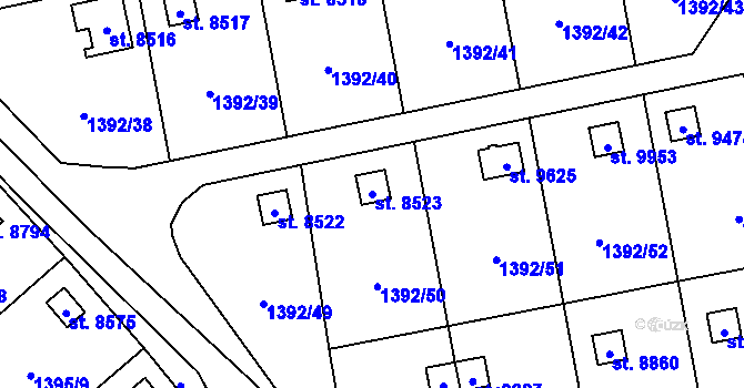Parcela st. 8523 v KÚ Pardubice, Katastrální mapa