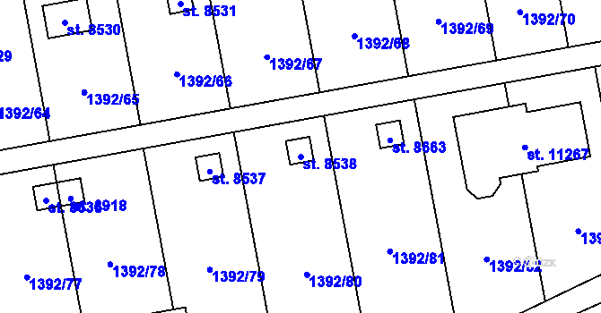 Parcela st. 8538 v KÚ Pardubice, Katastrální mapa
