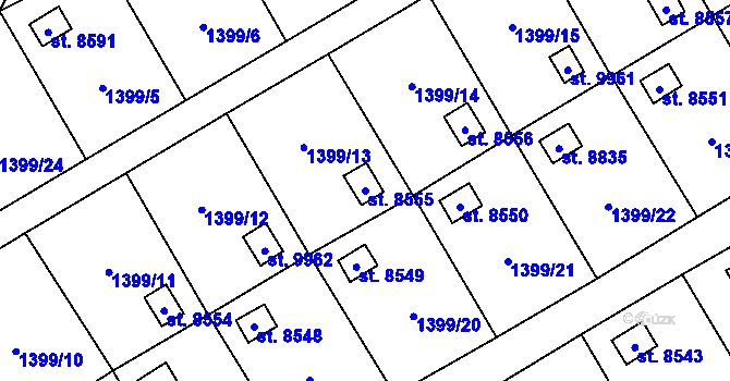 Parcela st. 8555 v KÚ Pardubice, Katastrální mapa