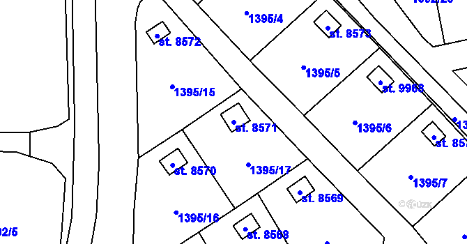 Parcela st. 8571 v KÚ Pardubice, Katastrální mapa