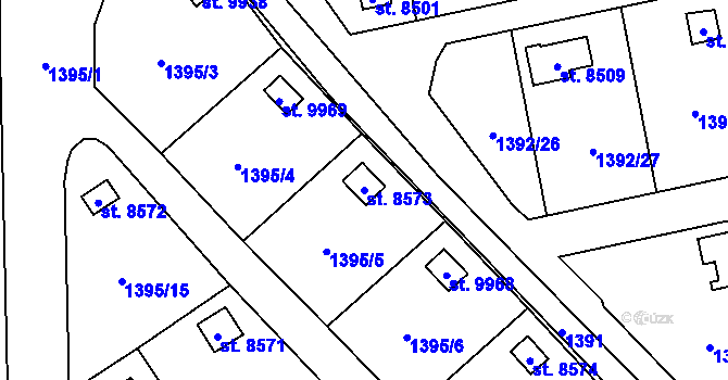 Parcela st. 8573 v KÚ Pardubice, Katastrální mapa