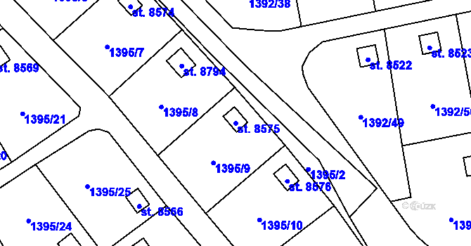 Parcela st. 8575 v KÚ Pardubice, Katastrální mapa
