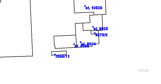 Parcela st. 8624 v KÚ Pardubice, Katastrální mapa