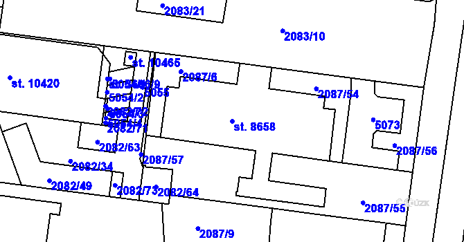 Parcela st. 8658 v KÚ Pardubice, Katastrální mapa
