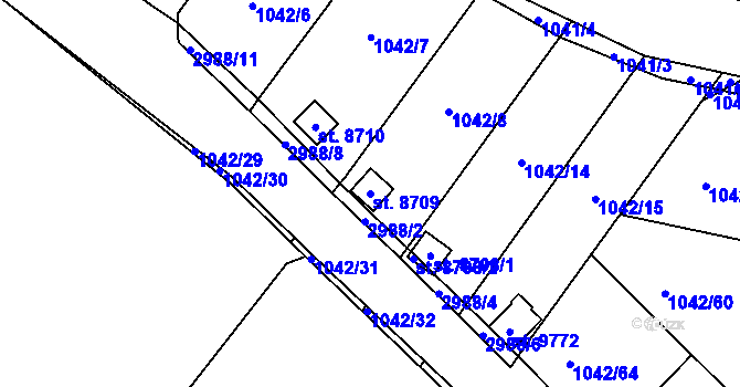 Parcela st. 8709 v KÚ Pardubice, Katastrální mapa