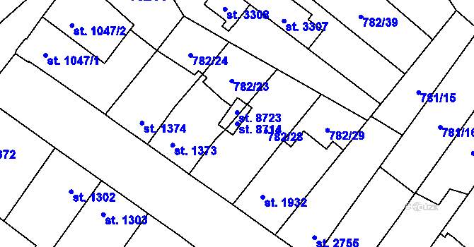 Parcela st. 8714 v KÚ Pardubice, Katastrální mapa