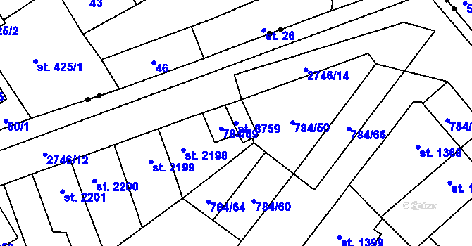 Parcela st. 8759 v KÚ Pardubice, Katastrální mapa