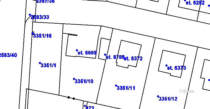 Parcela st. 8788 v KÚ Pardubice, Katastrální mapa