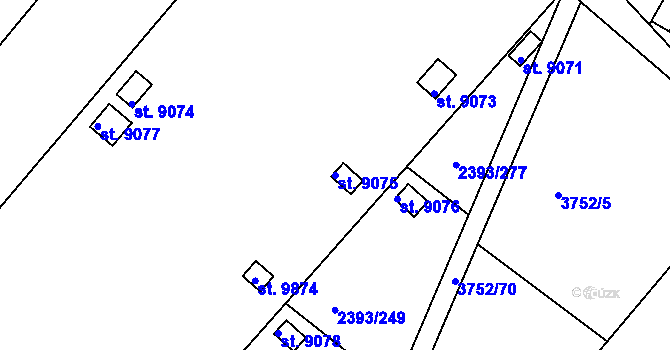 Parcela st. 9075 v KÚ Pardubice, Katastrální mapa