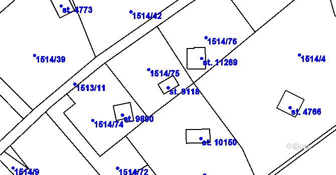 Parcela st. 9118 v KÚ Pardubice, Katastrální mapa