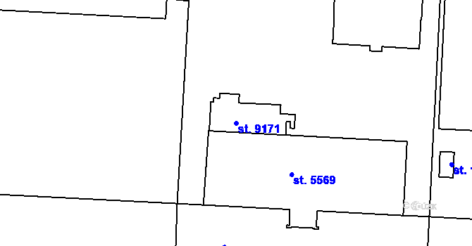 Parcela st. 9171 v KÚ Pardubice, Katastrální mapa