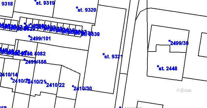 Parcela st. 9321 v KÚ Pardubice, Katastrální mapa