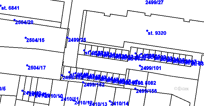 Parcela st. 9325 v KÚ Pardubice, Katastrální mapa
