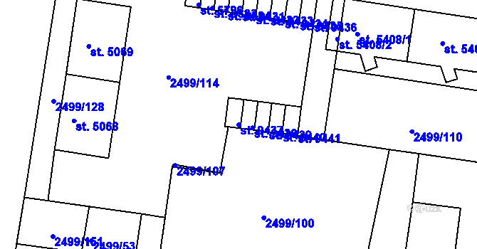 Parcela st. 9437 v KÚ Pardubice, Katastrální mapa