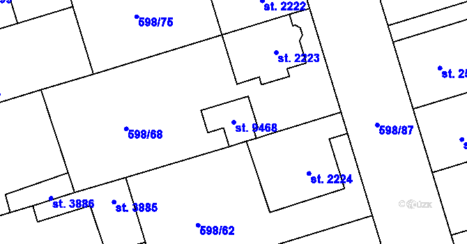 Parcela st. 9468 v KÚ Pardubice, Katastrální mapa