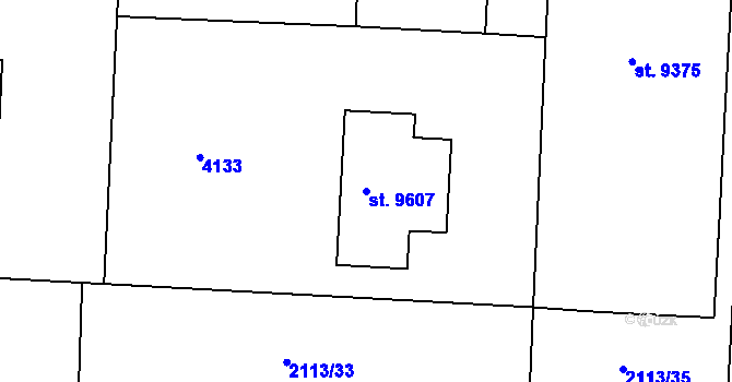 Parcela st. 9607 v KÚ Pardubice, Katastrální mapa