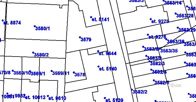 Parcela st. 9644 v KÚ Pardubice, Katastrální mapa