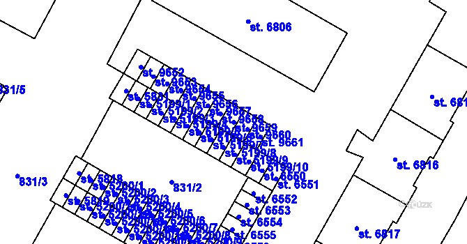 Parcela st. 9659 v KÚ Pardubice, Katastrální mapa