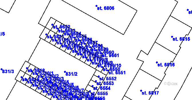 Parcela st. 9660 v KÚ Pardubice, Katastrální mapa