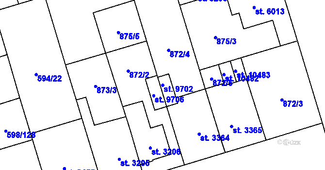 Parcela st. 9702 v KÚ Pardubice, Katastrální mapa