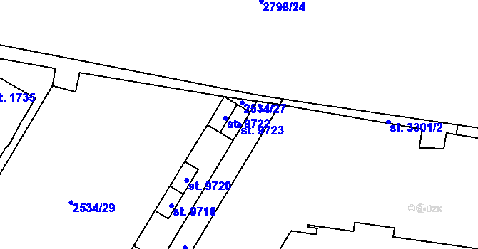 Parcela st. 9723 v KÚ Pardubice, Katastrální mapa