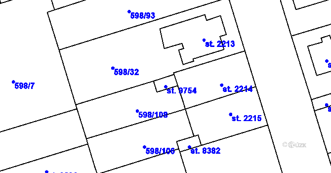 Parcela st. 9754 v KÚ Pardubice, Katastrální mapa