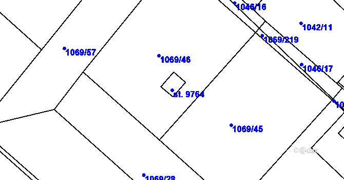 Parcela st. 9764 v KÚ Pardubice, Katastrální mapa