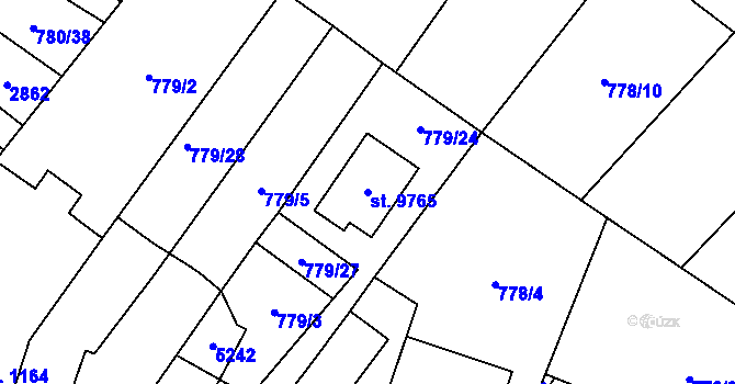 Parcela st. 9765 v KÚ Pardubice, Katastrální mapa