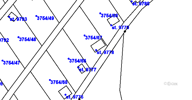 Parcela st. 9778 v KÚ Pardubice, Katastrální mapa