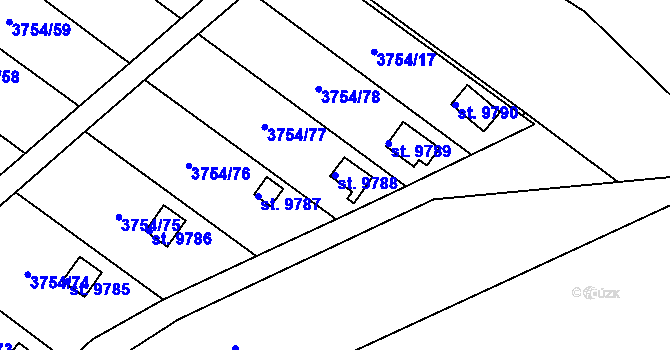 Parcela st. 9788 v KÚ Pardubice, Katastrální mapa