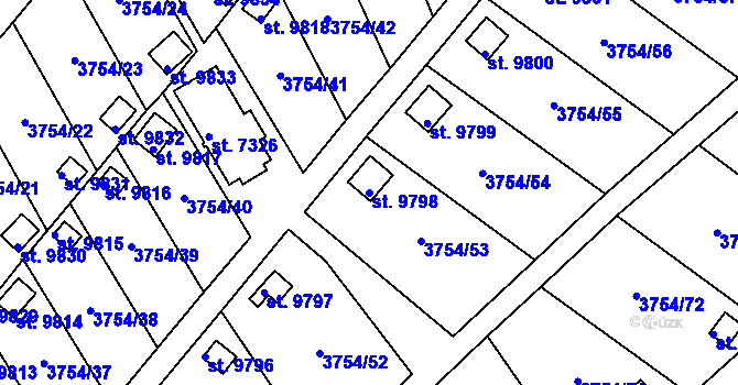 Parcela st. 9798 v KÚ Pardubice, Katastrální mapa