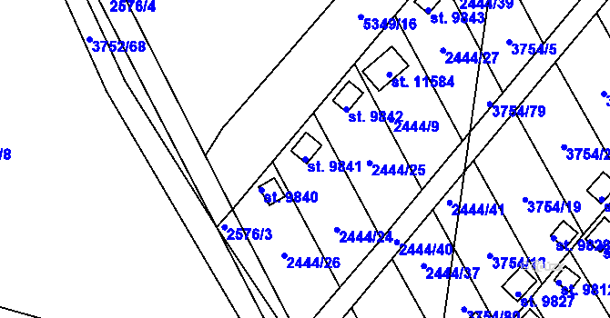Parcela st. 9841 v KÚ Pardubice, Katastrální mapa