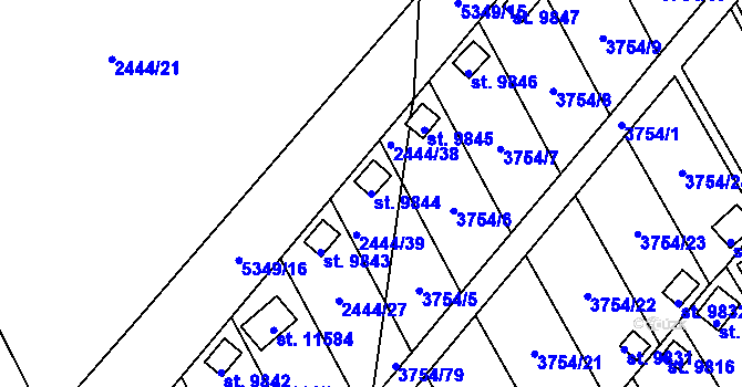 Parcela st. 9844 v KÚ Pardubice, Katastrální mapa