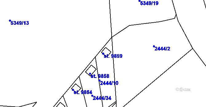 Parcela st. 9859 v KÚ Pardubice, Katastrální mapa