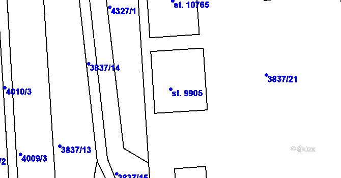 Parcela st. 9905 v KÚ Pardubice, Katastrální mapa
