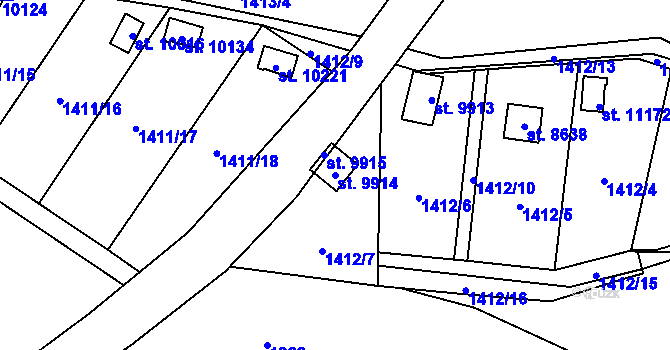 Parcela st. 9914 v KÚ Pardubice, Katastrální mapa