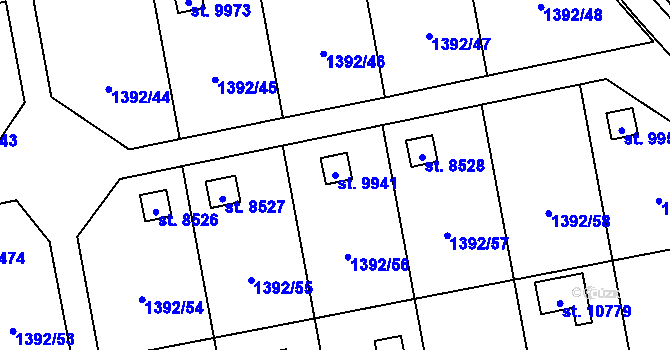 Parcela st. 9941 v KÚ Pardubice, Katastrální mapa