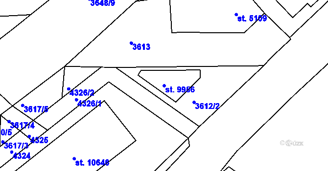 Parcela st. 9956 v KÚ Pardubice, Katastrální mapa